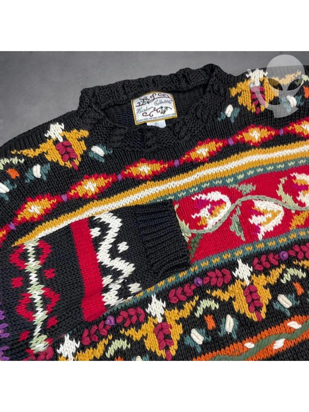 Heirloom Collectibles Sweater Womens US S Vintage 90s Knit Floral Geometric - Picture 2 of 5